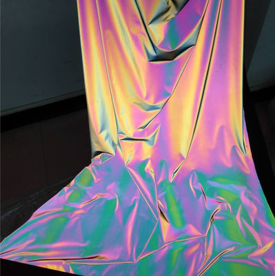 Polyester van de de Reflector Elastische Rek van Spandex van de iriserende Regenboog de Weerspiegelende Stof Materiële