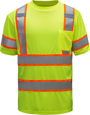 Ansi Klasse 3 Polo Shirt Work Hi Vis-Mensen van Kalk de Groene Weerspiegelende T-shirts