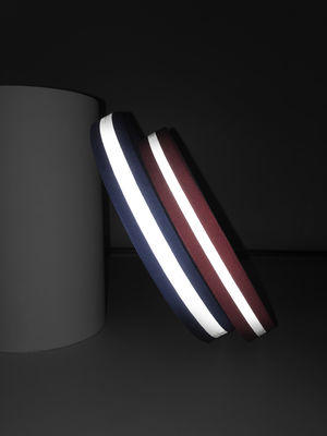 De schoenen naaien bij de Weerspiegelende van de de Hitteoverdracht van de Singelband Blauwe Jacquard Druk Logo Polyester Strip