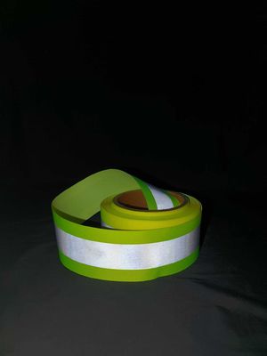Fluorescent Weerspiegelend van het de Stoffenlint van de Singelbandband Groen Weerspiegelend Hoog Licht 5cm