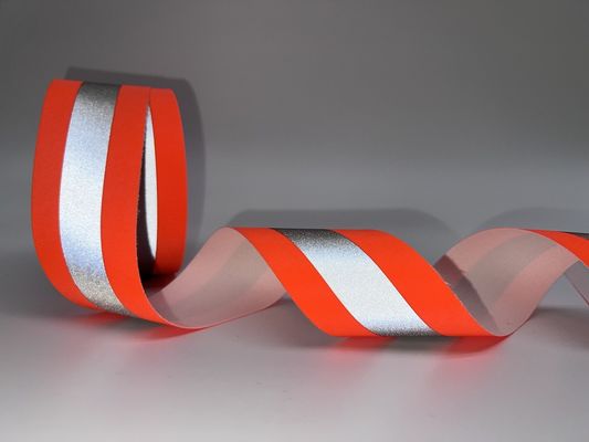 Katoen vuurbestendige reflecterende tape 7.5 cm breedte naai op oranje-zilver-oranje