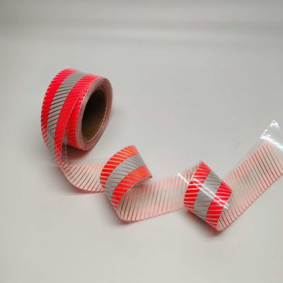 Twill Stripes Rood Zilver Reflectieve Warmtetransferfilm Zelfklevend Voor Werkkleding Kleding